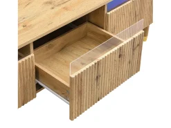 New ModernLuxe Móvel para TV moderno 178×35×45 cm - com iluminação LED - 4 gavetas - acabamento madeirado - MDF - natural Natural claro
