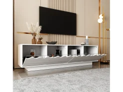 ModernLuxe Móvel para TV moderno 170x40x45cm - com 4 portas - design ondulado - MDF + painéis de partículas -^ Móvel De Tv