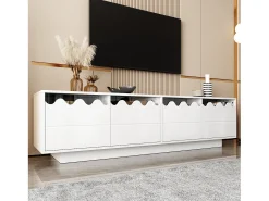 ModernLuxe Móvel para TV moderno 170x40x45cm - com 4 portas - design ondulado - MDF + painéis de partículas -^ Móvel De Tv
