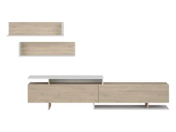 Móvel De Tv| Móvel para TV Orlis com 2 portas de abrir, carvalho artesanal branco mate, 46x200x33 cm Natural claro / Branco