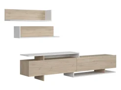 Móvel De Tv| Móvel para TV Orlis com 2 portas de abrir, carvalho artesanal branco mate, 46x200x33 cm Natural claro / Branco