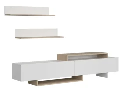 Móvel para TV Orlis com 2 portas e 2 prateleiras, branco fosco, carvalho artesanal, 200x46x33 cm^ Móvel De Tv