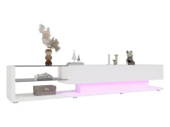 Móvel De Tv* Móvel para TV, painéis baixos, divisórias de vidro brilhante, iluminação LED variável. Design rústico e moderno. Branco