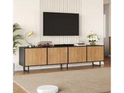 Sale Merax Móvel para TV para sala de estar - 180 x 40 x 50 cm - com 4 portas - para TV de 80 polegadas - aglomerado - cor natural Natural claro