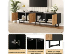 Sale Merax Móvel para TV para sala de estar - 180 x 40 x 50 cm - com 4 portas - para TV de 80 polegadas - aglomerado - cor natural Natural claro