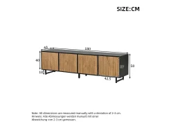Sale Merax Móvel para TV para sala de estar - 180 x 40 x 50 cm - com 4 portas - para TV de 80 polegadas - aglomerado - cor natural Natural claro