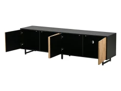 Sale Merax Móvel para TV para sala de estar - 180 x 40 x 50 cm - com 4 portas - para TV de 80 polegadas - aglomerado - cor natural Natural claro