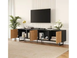 Sale Merax Móvel para TV para sala de estar - 180 x 40 x 50 cm - com 4 portas - para TV de 80 polegadas - aglomerado - cor natural Natural claro