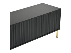 Online Móvel para TV , 190 × 38 × 48 cm – Pés dourados, portas com ranhuras, design moderno para sala de estar. Preto