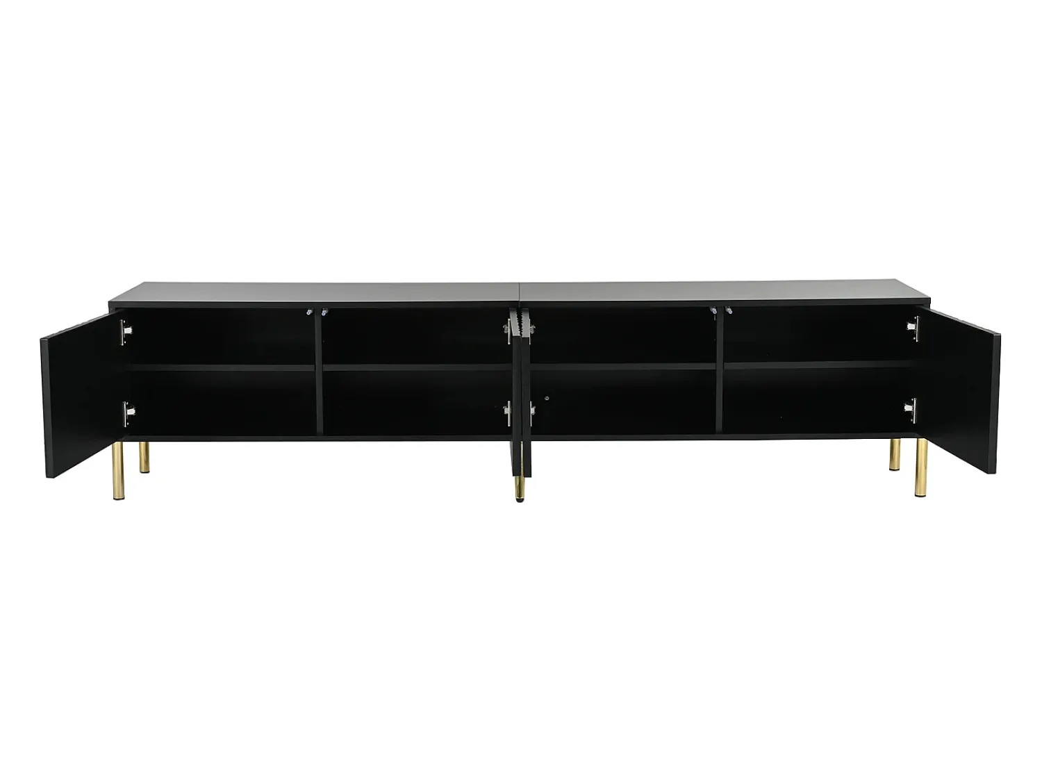 Móvel De Tv| Móvel para TV , 190 cm, com 4 portas, pés dourados e portas com ranhuras. Preto
