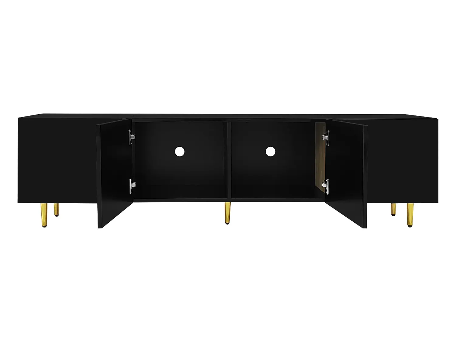 Clearance Móvel para TV , com 4 portas, para sala de estar, com detalhes dourados, 170x35x46cm Preto