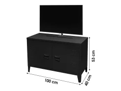 Meublorama Móvel para TV estilo industrial com 2 portas de metal 100x40xH53cm^ Móvel De Tv