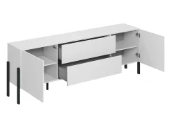 Hot Meublorama Móvel para TV SALMA – 2 portas & 2 gavetas Push-to-Open – super mate & preto Mate Branco