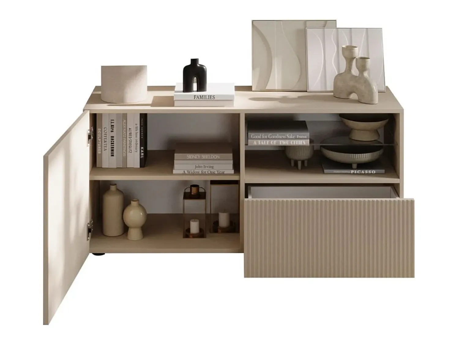 Móvel De Tv*Meublorama Móvel para TV SCENA – L121 x A57 x P42 cm – Cor Cachemire Bege