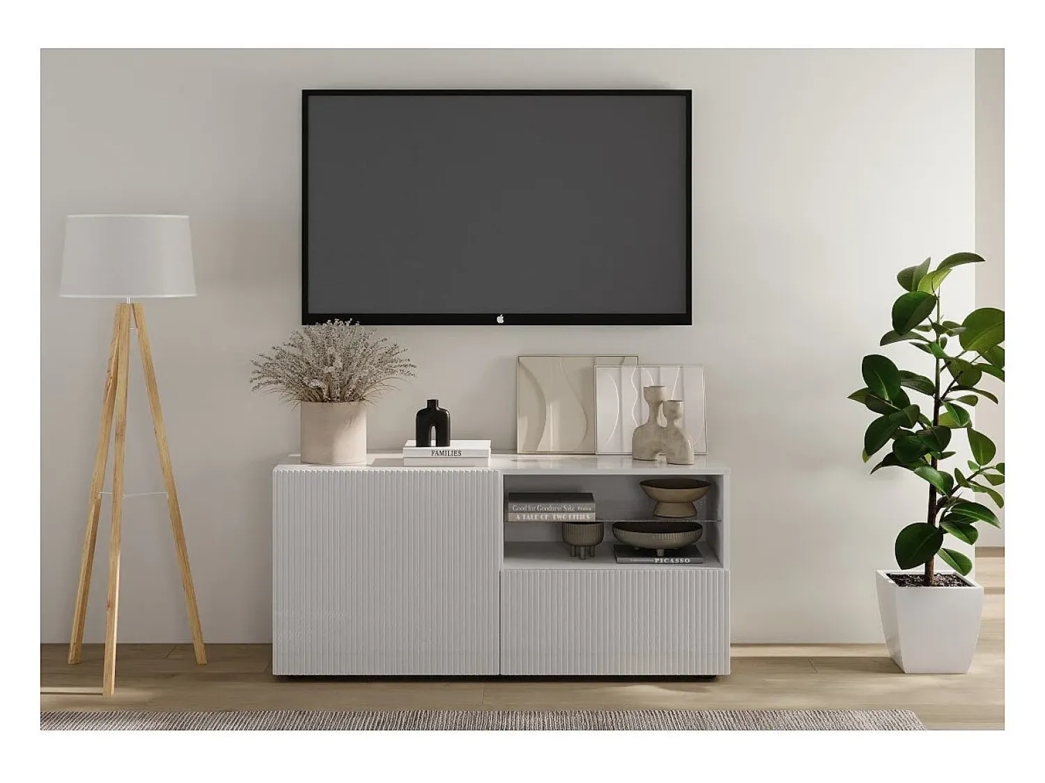 Meublorama Móvel para TV SCENA – L121 x A57 x P42 cm – laqueado brilhante^ Móvel De Tv