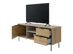 Móvel De Tv| Móvel para TV Sforza em carvalho natural com 2 gavetas e 1 porta, 50x120x39,5 cm Castanho