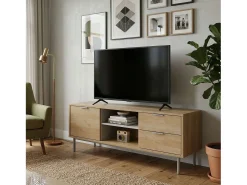 Móvel De Tv| Móvel para TV Sforza em carvalho natural com 2 gavetas e 1 porta, 50x120x39,5 cm Castanho