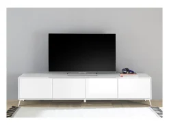 Meublorama Móvel para TV SKY com 4 portas. Cor branca laqueada, ideal para uma sala moderna.^ Móvel De Tv