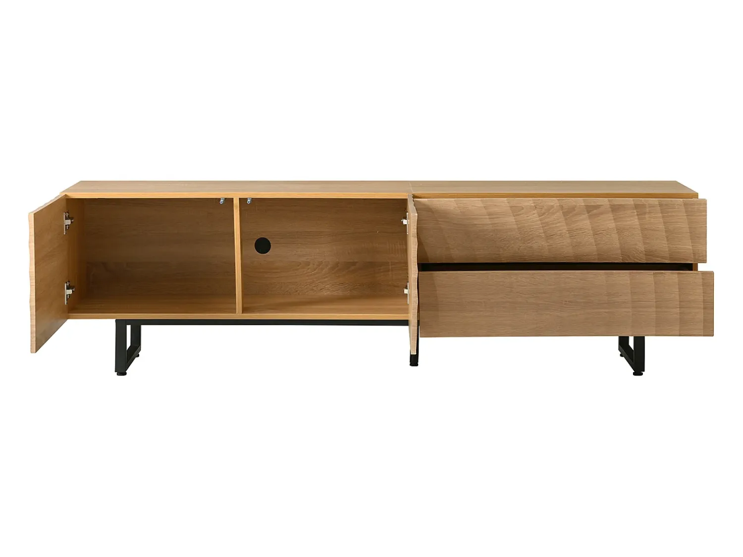 Clearance Hauss Spole Móvel para TV texturado com 2 gavetas e 2 portas - Cor madeira 180 x 38 x 51,5 cm Natural claro