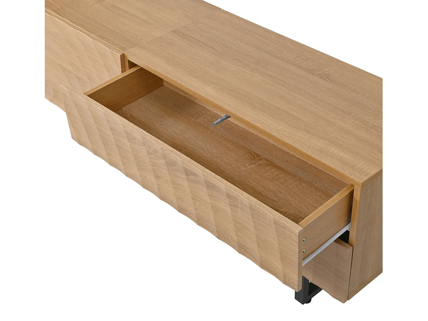 Clearance Hauss Spole Móvel para TV texturado com 2 gavetas e 2 portas - Cor madeira 180 x 38 x 51,5 cm Natural claro