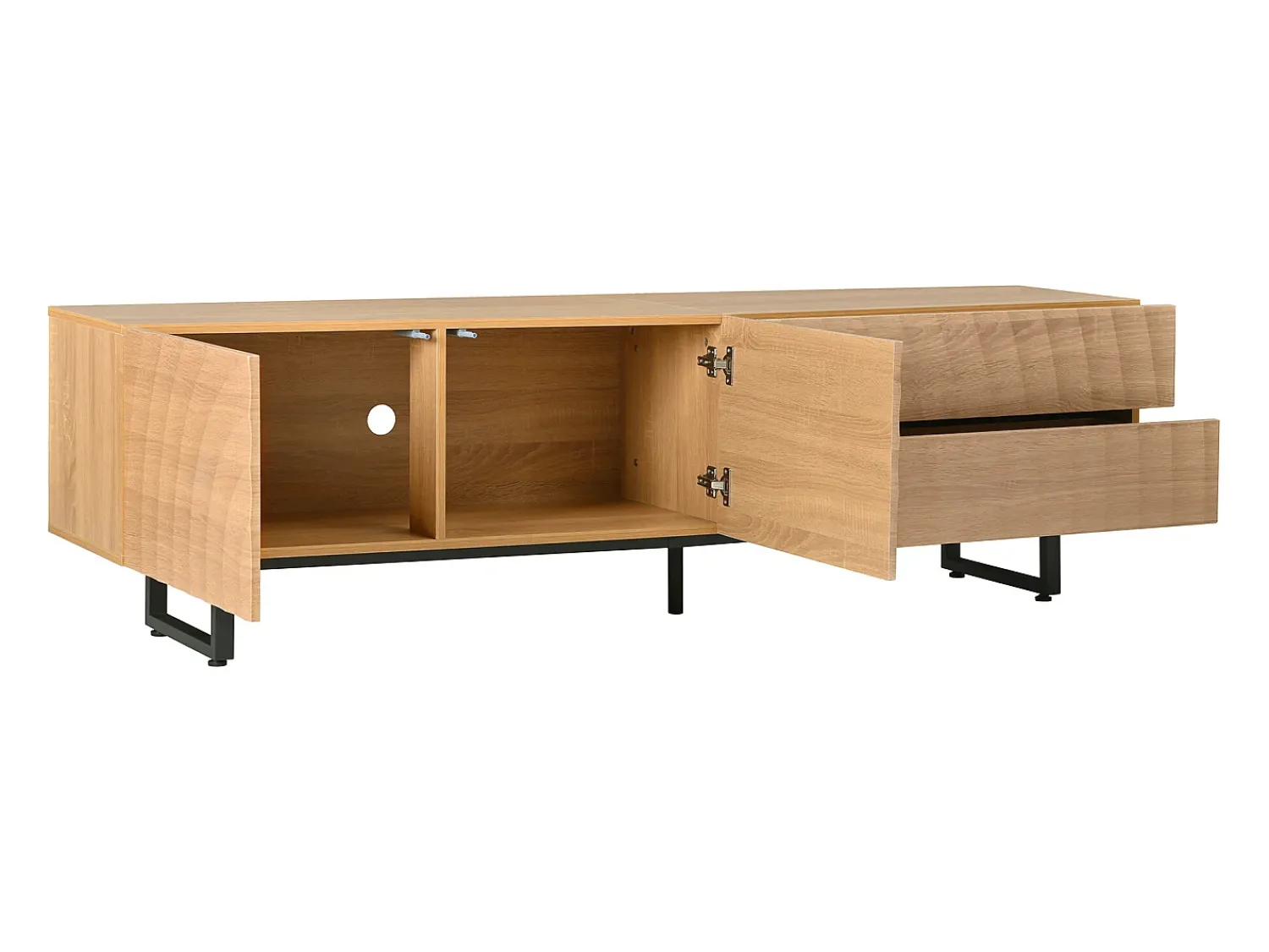 Clearance Hauss Spole Móvel para TV texturado com 2 gavetas e 2 portas - Cor madeira 180 x 38 x 51,5 cm Natural claro
