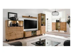 Meublorama Móvel para TV TINO. Ideal para sua sala de estar. Design moderno no estilo industrial, com madeira, vidro e metal.^ Móvel De Tv