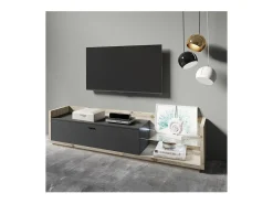 Meublorama Móvel para TV XL 220cm. Coleção CORK. Cores Pinho e cinza antracite.^ Móvel De Tv