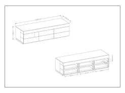 Móvel De Tv|Meublorama Móvel para TV XL 200cm coleção KILES. Cor cinza antracite e carvalho. Estilo design. Cinza antracite / Natural claro