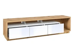 Móvel De Tv*Meublorama Móvel para TV XL 200cm coleção CLARA. Cor carvalho e branco brilhante. Castanho