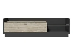 Meublorama Móvel para TV XL 220cm com LED integrado. Coleção CORK. Cores cinza antracite e pinho.^ Móvel De Tv