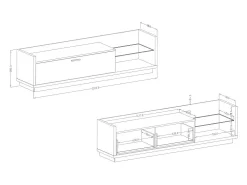 Móvel De Tv*Meublorama Móvel para TV XL 220cm com LED integrado. Coleção CORK. Cores Pinho e cinza antracite. Castanho