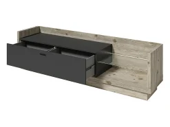 Móvel De Tv*Meublorama Móvel para TV XL 220cm com LED integrado. Coleção CORK. Cores Pinho e cinza antracite. Castanho