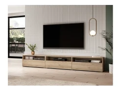 Móvel De Tv*Meublorama Móvel para TV XL 270cm para colocar ou suspender coleção RAMOS. Cor carvalho. Castanho