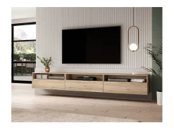 Móvel De Tv*Meublorama Móvel para TV XL 270cm para colocar ou suspender coleção RAMOS. Cor carvalho. Castanho