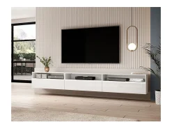 Móvel De Tv|Meublorama Móvel para TV XL 270cm para colocar ou suspender coleção RAMOS. Cor brilhante. Branco