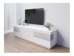 New Meublorama Móvel para TV XL design 200cm coleção KILES. Cores e cinza. Branco