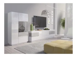 New Meublorama Móvel para TV XL design 200cm coleção KILES. Cores e cinza. Branco