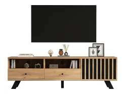 ModernLuxe Móvel para TV 150x38x44 cm - 2 gavetas e 1 porta - 2 compartimentos semiabertos - para TV de 60 polegadas - natural^ Móvel De Tv