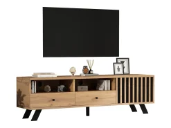 ModernLuxe Móvel para TV 150x38x44 cm - 2 gavetas e 1 porta - 2 compartimentos semiabertos - para TV de 60 polegadas - natural^ Móvel De Tv