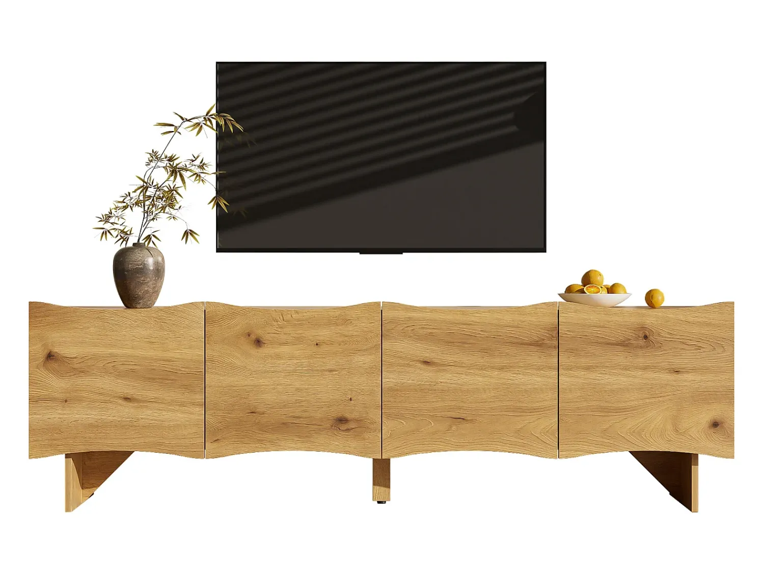 Móvel De Tv*ModernLuxe Móvel para TV 155x36x47 cm - 4 portas - aspecto madeira - Painéis de partículas - Natural Natural claro