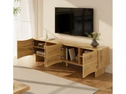 Móvel De Tv*ModernLuxe Móvel para TV 155x36x47 cm - 4 portas - aspecto madeira - Painéis de partículas - Natural Natural claro