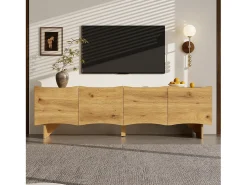 Móvel De Tv*ModernLuxe Móvel para TV 155x36x47 cm - 4 portas - aspecto madeira - Painéis de partículas - Natural Natural claro