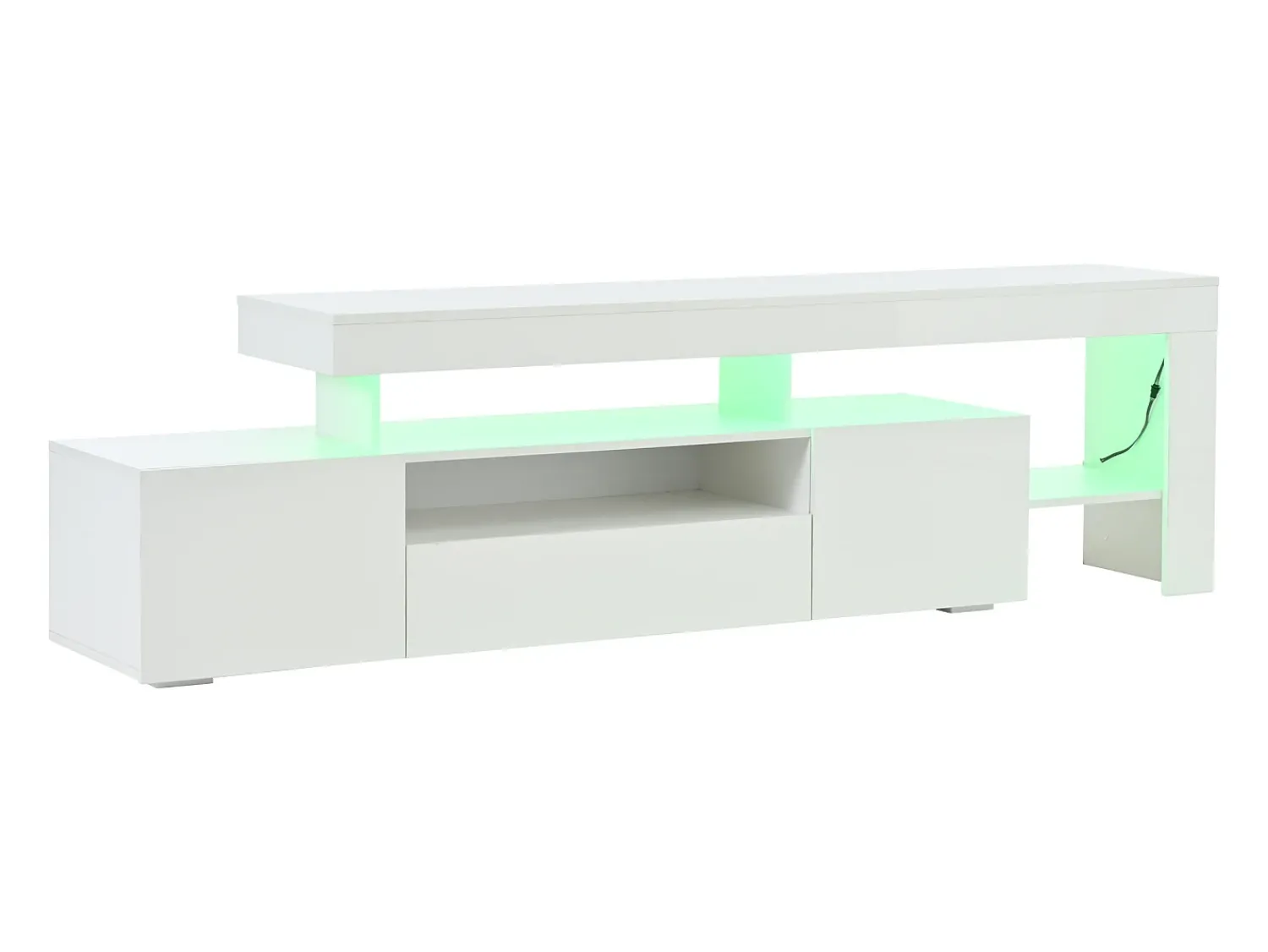 Móvel De Tv*ModernLuxe Móvel para TV 192x37x53 cm - 3 portas basculantes - com LED - Armazenamento semiaberto - Acabamento brilhante - Branco
