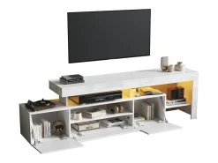 Móvel De Tv*ModernLuxe Móvel para TV 192x37x53 cm - 3 portas basculantes - com LED - Armazenamento semiaberto - Acabamento brilhante - Branco