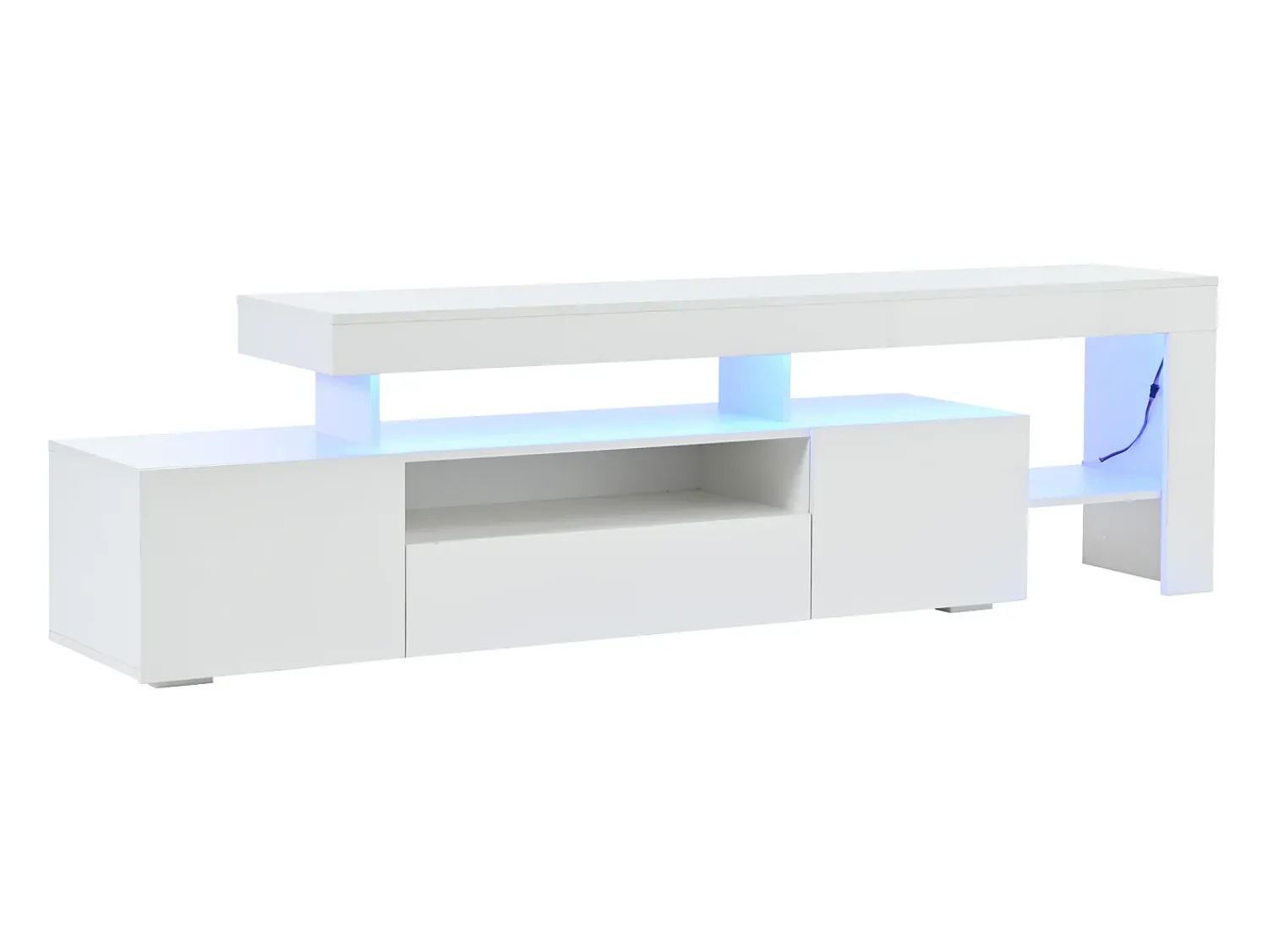 Móvel De Tv*ModernLuxe Móvel para TV 192x37x53 cm - 3 portas basculantes - com LED - Armazenamento semiaberto - Acabamento brilhante - Branco