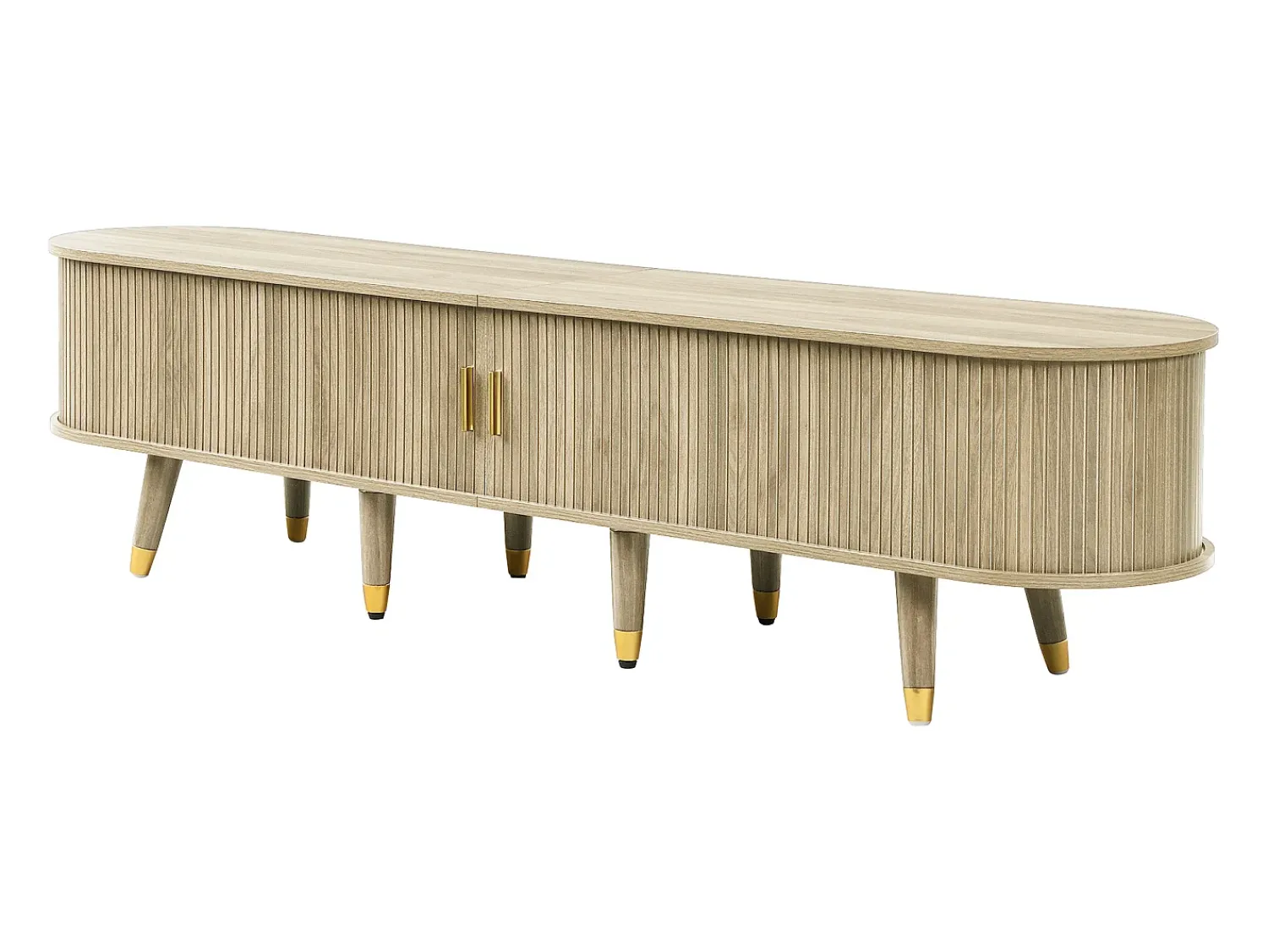 Móvel De Tv|ModernLuxe Móvel para TV 175x38x45 cm - 2 portas de correr de rattan - 2 gavetas - Natural Natural claro