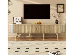 Móvel De Tv|ModernLuxe Móvel para TV 175x38x45 cm - 2 portas de correr de rattan - 2 gavetas - Natural Natural claro