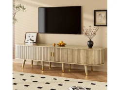 Móvel De Tv|ModernLuxe Móvel para TV 175x38x45 cm - 2 portas de correr de rattan - 2 gavetas - Natural Natural claro