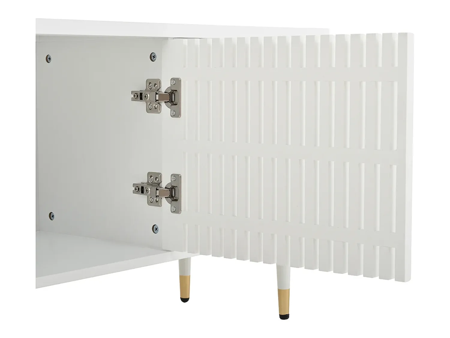 Hot ModernLuxe Móvel para TV 170x36x54 cm - 4 portas - puxadores ocultos - pés ajustáveis - MDF - Branco