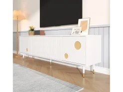Hot ModernLuxe Móvel para TV 170x36x54 cm - 4 portas - puxadores ocultos - pés ajustáveis - MDF - Branco